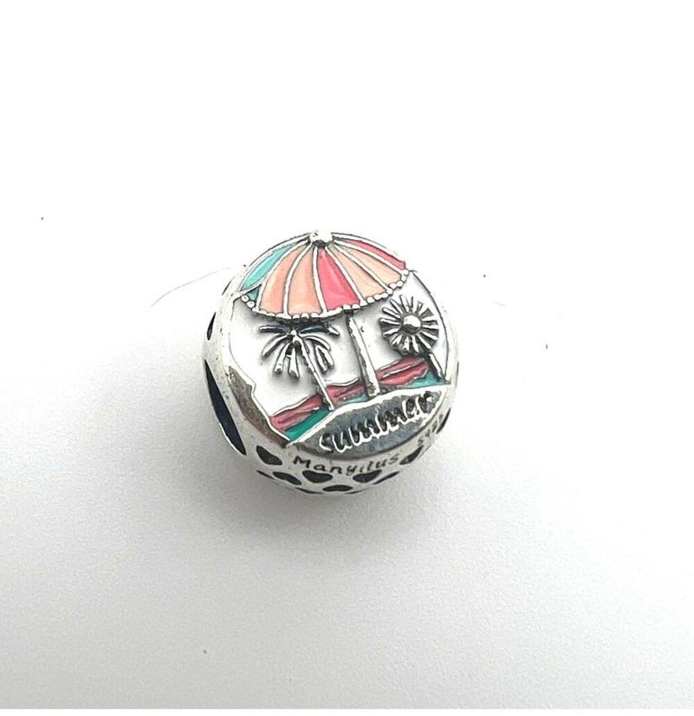 New Tropical Umbrella & Palm Trees Charm for European Bracelet